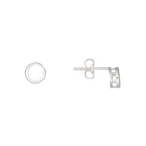 Earstud 1pkg2 sterling silver, 7mm round / 5mm round 4-prong setting, 1 pair
