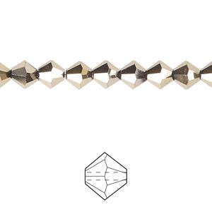 Bead 144pk opaque crystal aurum 2X, Celestial Crystal® 6mm bicone