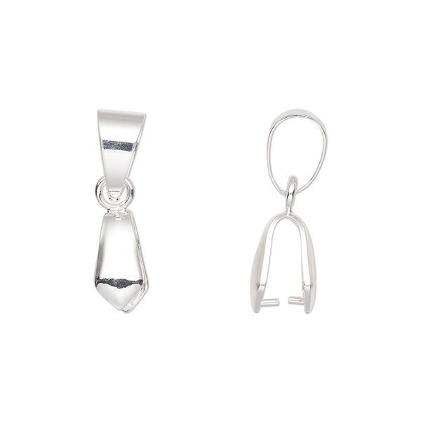 Bail, ice pick, silver-plated brass, 22x5mm with 8mm grip length and soldered bail. Sold per pkg of 20. image number 0