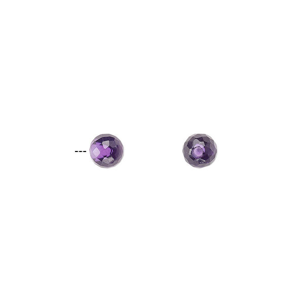 Amethyst 1pkg2, half-drilled faceted round bead natural B grade, 4mm image number 0