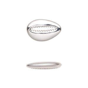 Component, sterling silver, 17.5x11mm single-sided cowrie shell with 10.5x1.5mm hole. Sold individually.