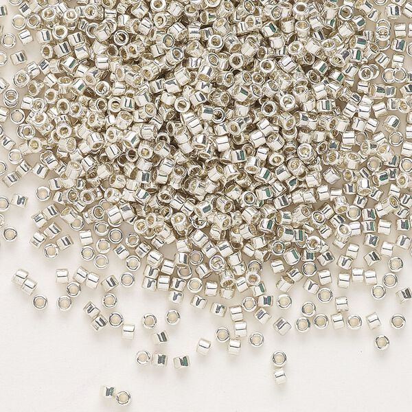 Seed bead, Delica®, glass, pkg/250g, #11 round, opaque galvanized silver (DB-0035). image number 0