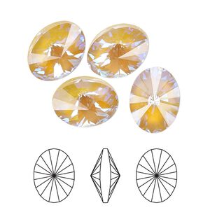 Chaton 4pk crystal ochre DeLite, Crystal Passions® 14x10.5mm oval rivoli 4122