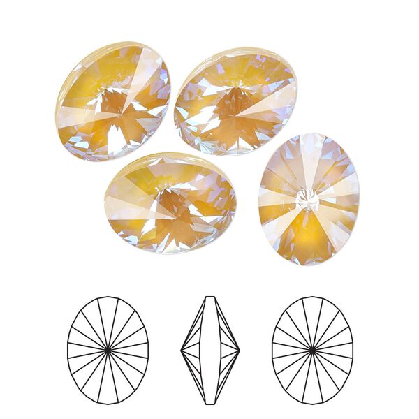 Chaton 4pk crystal ochre DeLite, Crystal Passions® 14x10.5mm oval rivoli 4122 image number 0