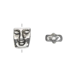 Bead, antique silver-plated "pewter" (zinc-based alloy), 12x10mm face. Sold per pkg of 20.