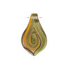 Drop, lampworked glass 1pkg1, opaque and translucent white and dark brown with copper-colored glitter, 27x16mm-29x17mm spoon with swirl design. image number 1