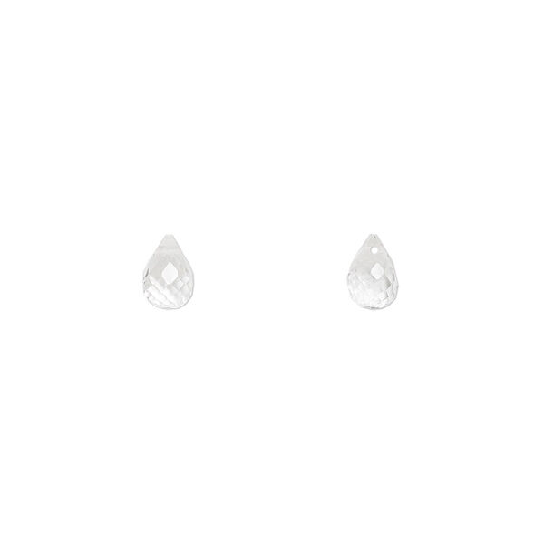 Bead, quartz crystal (natural), 6x4mm hand-cut top-drilled faceted briolette, B grade, Mohs hardness 7. Sold per pkg of 2. image number 0