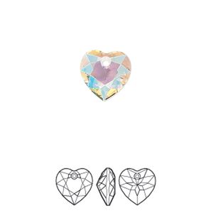 Drop 48pk crystal shimmer, Swarovski® 10.5mm pendant heart cut 6432