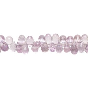 Lavender amethyst 1pkg1, hand-cut top-drilled faceted teardrop bead natural 8.5 inch 5x3mm-7x4mm