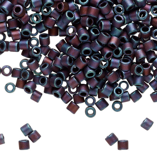 Seed bead, Delica®, glass, pkg/7.5g, #8 round, opaque matte metallic iris blue (DBL-0325). image number 0