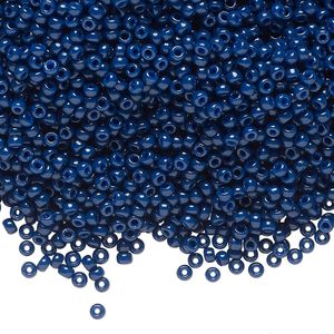 Seed bead, Miyuki, glass, pkg/250g, #11 rocaille, Duracoat® opaque outside dyed navy blue, (RR-4493).