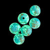 Bead, lampworked glass, clear / light blue / glow-in-the-dark / gold, 10mm round. Sold per pkg of 6. image number 1