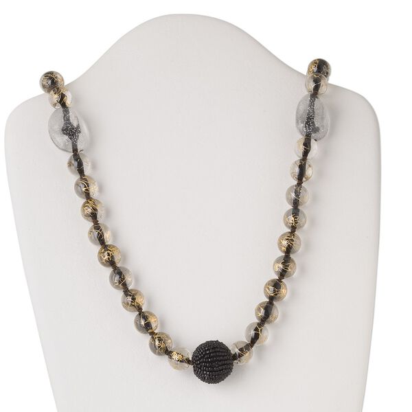 Necklace, glass and acrylic, multicolored, 13-21mm round and 29x24mm oval, 36-inch continuous strand. Sold individually. image number 0