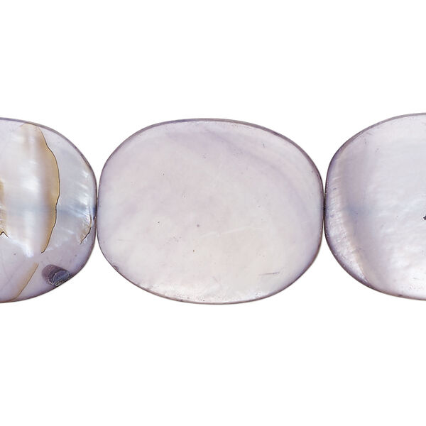 Mother-of-pearl shell 1pkg1, flat oval bead 15 inch light purple 23x19mm-24x19mm image number 0