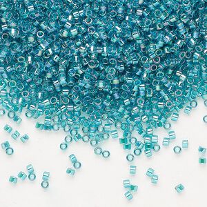 Seed bead, Delica®, glass, pkg/250g, #11 round, translucent rainbow teal (DB-1248).