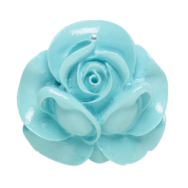 Focal, resin, turquoise blue, 35x34mm rose. Sold individually. image number 0