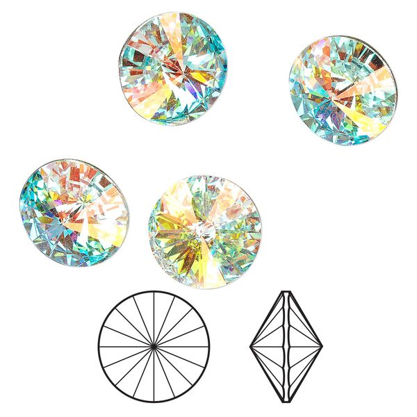 Chaton 144pk crystal AB foil back, Swarovski® 14mm rivoli 1122 image number 0