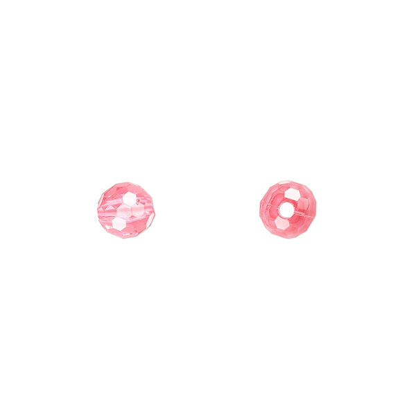 Bead, acrylic, pink, 6mm faceted round. Sold per 100-gram pkg, approximately 740-790 beads. image number 0