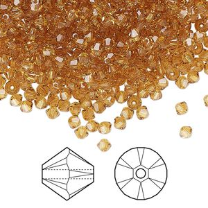 Bead 144pk golden topaz, Crystal Passions® 3mm bicone 5328