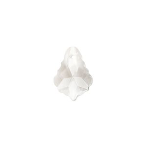 Drop, glass, clear, 16x11mm baroque. Sold per pkg of 10.
