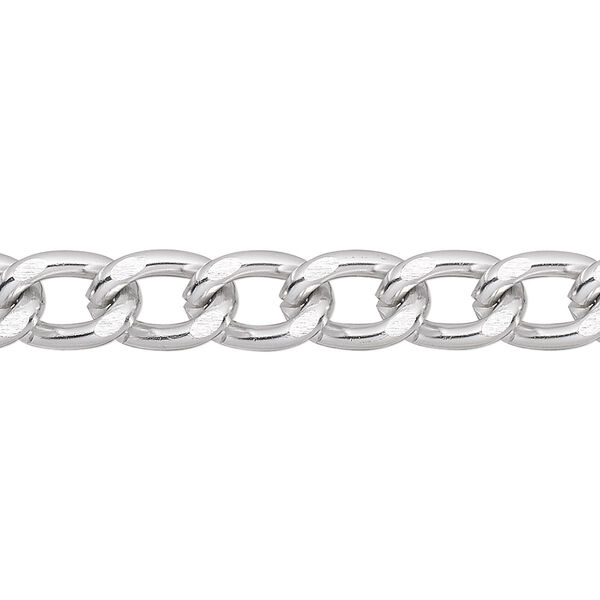 Chain, anodized aluminum, silver, 7mm curb. Sold per pkg of 5 feet. image number 0
