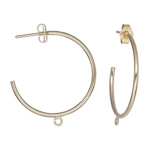 Hoop, 14Kt gold-filled, 28mm 3/4 round, with open loops. Sold per pair.