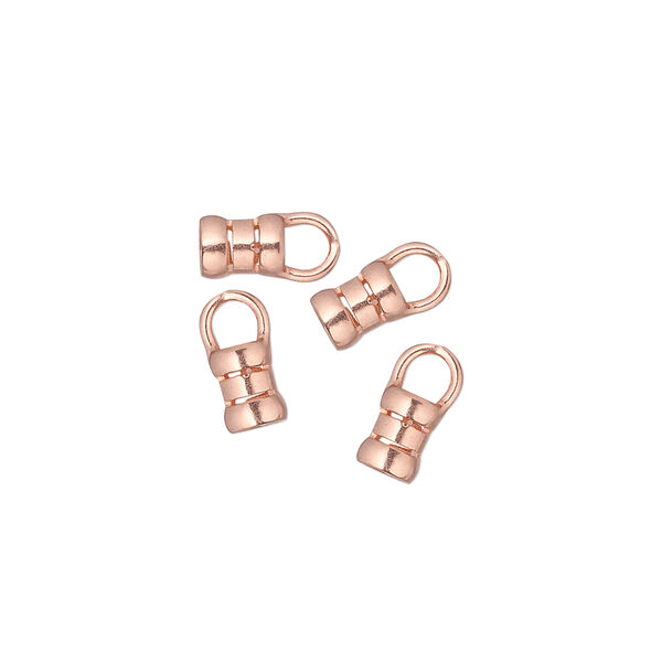 Crimp end 1pkg4 copper-plated, 6x4mm tube / loop / 2.5mm inside diameter, brass / JBB Findings image number 0