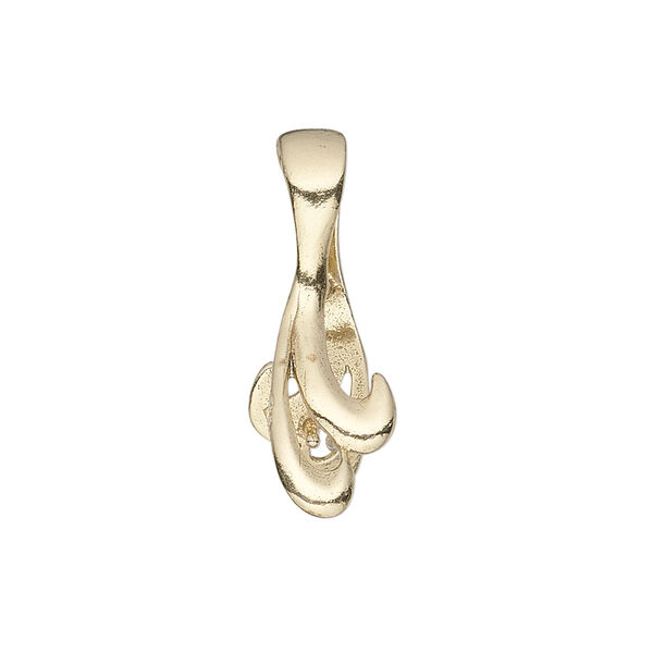 Bail, JBB Findings, ice-pick, brass, 26x7mm double curve, 8.5mm grip length. Sold individually. image number 0