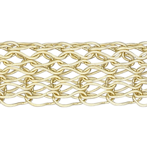 Wire, enamel and copper, gold, 5mm flat knit. Sold per 25-foot spool. image number 0