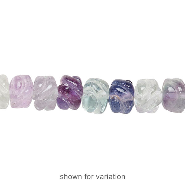Rainbow fluorite 1pkg1, hand-cut carved rondelle bead natural 15.5-16 inch 8x6mm image number 1