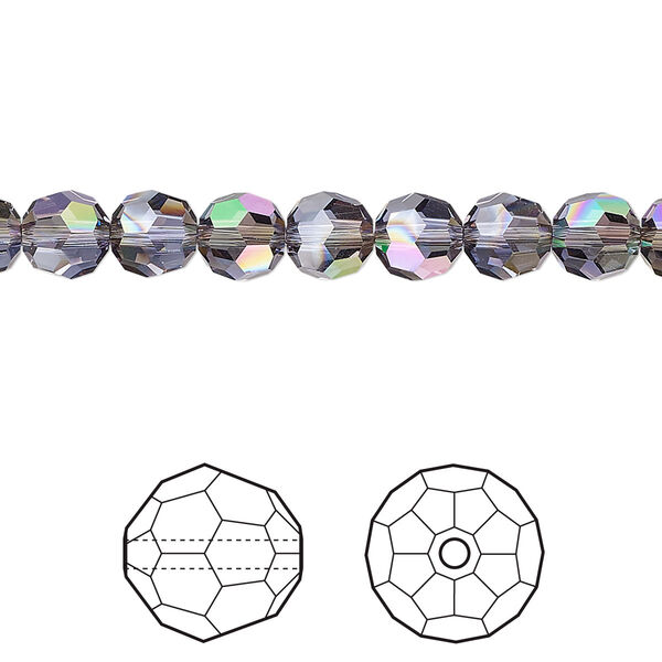 Bead 12pk tanzanite luminous green, Crystal Passions® 6mm round 5000 image number 0