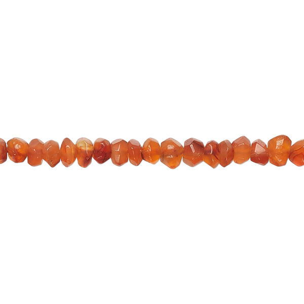 Carnelian 1pkg1, hand-cut tumbled faceted rondelle bead, 13 inch 4x2mm-5x4mm image number 0