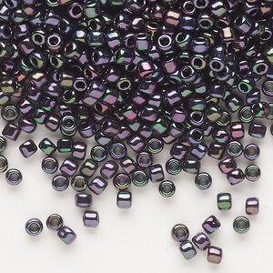 Seed bead, Dyna-Mites™, glass, opaque iris peacock, #8 round. Sold per 40-gram pkg.