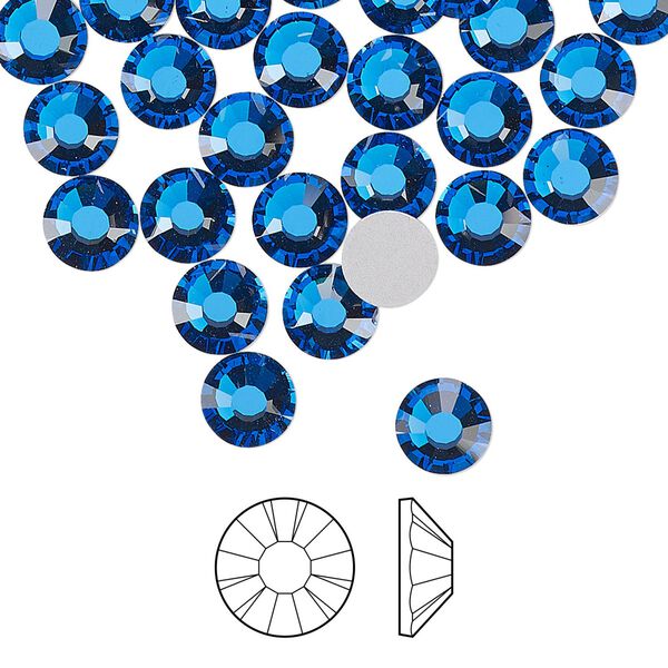 Flat back 24pk Capri blue foil back, Preciosa MAXIMA Czech crystal rhinestone 6.3-6.5mm chaton rose round SS30 image number 0