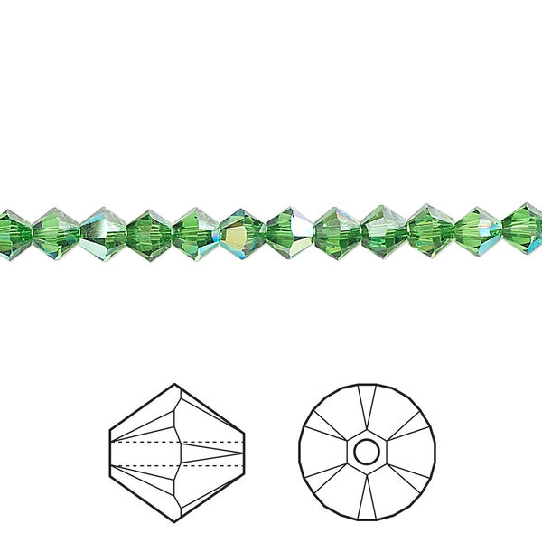 Bead 48pk fern green AB, Crystal Passions® 4mm bicone 5328 image number 0