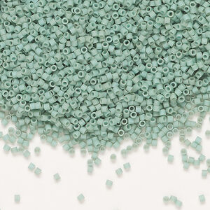 Seed bead, Miyuki Delica&reg; 1pkg250g, glass, #15 round, opaque matte glazed luster seafoam (DBS-0374)