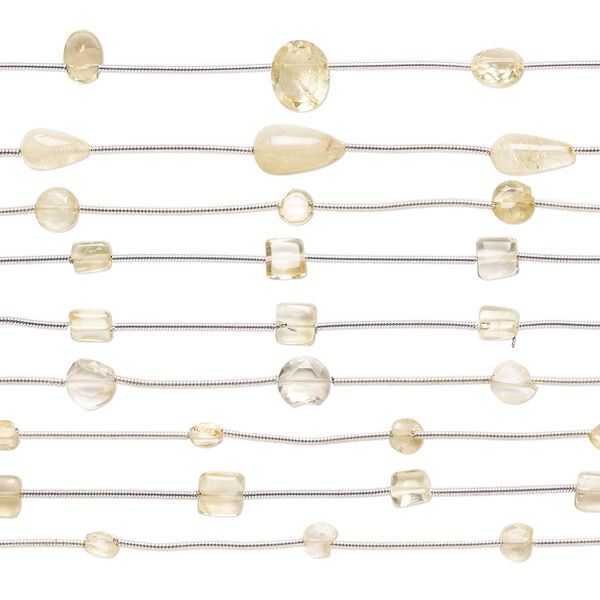 Citrine 1pkg10, hand-cut mixed shapes bead C grade, 4-1/2 inch 4x2mm-16x11mm image number 0