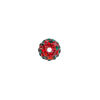 Bead, Egyptian glass rhinestone / epoxy / resin, white / red / green, 10mm round with pav&eacute; wave design. Sold individually. image number 1