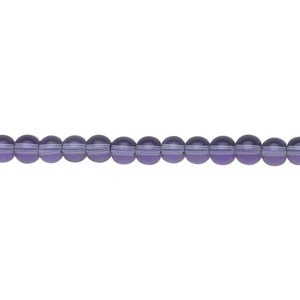 Bead, glass, violet, 4mm round. Sold per 36-inch strand. image number 0