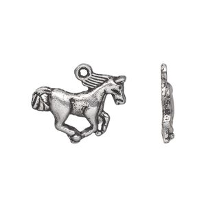 Charm, antique silver-plated "pewter" (zinc-based alloy), 21x15mm single-sided horse. Sold per pkg of 20.