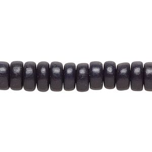 Bead, Taiwanese cheesewood (dyed / waxed), black, 8x4mm rondelle. Sold per pkg of (2) 15-1/2" to 16" strands.