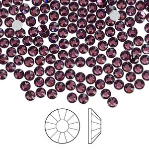 Flat back 144pk amethyst foil back, Preciosa Viva 12® Czech crystal rhinestone 3-3.2mm chaton rose round SS12