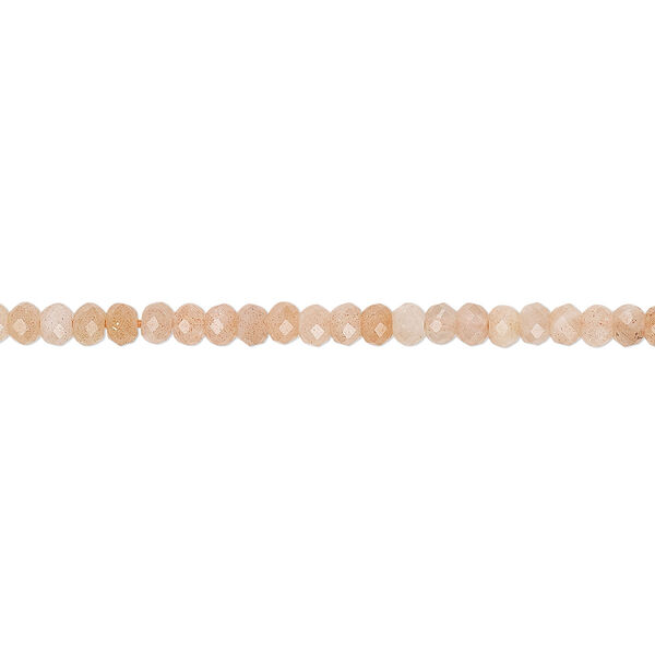 Bead peach moonstone 1pk, 3x2mm faceted rondelle B grade natural 15.5-16 inch image number 0