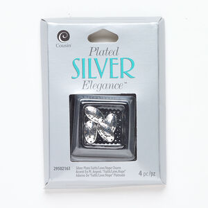 Link assortment 1pkg4, antique silver-finished brass, 13x7mm double-sided oval.