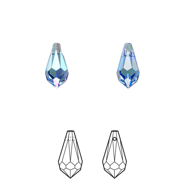 Drop 24pk sapphire shimmer, Crystal Passions® 11x5.5mm pendant teardrop 6000 image number 0