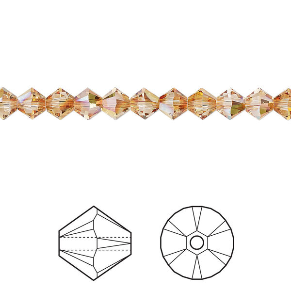Bead 144pk crystal metallic sunshine, Crystal Passions® 5mm bicone 5328 image number 0