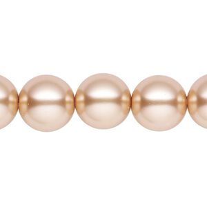 Pearl 1pk champagne, Celestial Crystal® 12mm round 15.5-16 inch