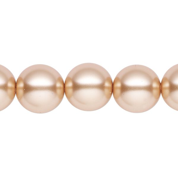 Pearl 1pk champagne, Celestial Crystal® 12mm round 15.5-16 inch image number 0