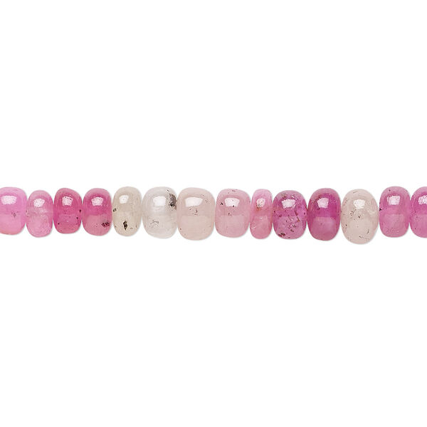 Bead, multi-corundum (dyed), 4x2mm-6x4mm hand-cut graduated rondelle with set pattern and 0.4-1.4mm hole, B grade, Mohs hardness 9. Sold per 7-inch strand. image number 0
