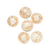 Bead, lampworked glass, clear /opaque white/ glow-in-the-dark / gold, 10mm round. Sold per pkg of 6. image number 0